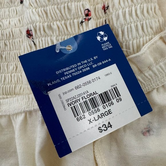 New, Arizona Jean Co Crop Top Long Sleeve X-Large Junior Ivory Floral MSRP $34‎ - Picture 4 of 12